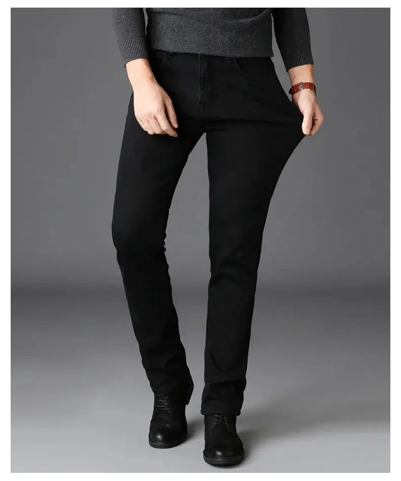 Simples Market men's black soft-stretch denim jeans, classic-fit trousers