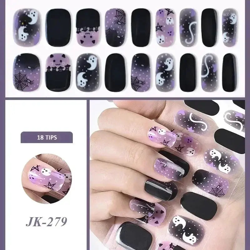 NailLux Semi Cured Nail Wraps For 16 To 20 Tips Easy Full Cover Adhesive Press On Nails Gel Finish UV LED Compatible