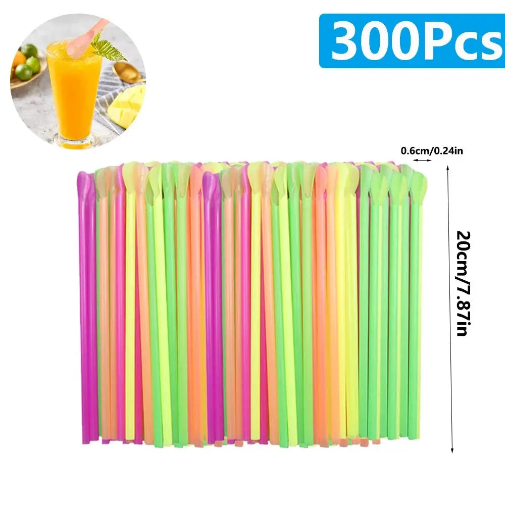 Color Spoon Straws Bulk 50 to 2000 Pcs for Milkshakes Smoothies Drinks Party Bar Supplies Wholesale