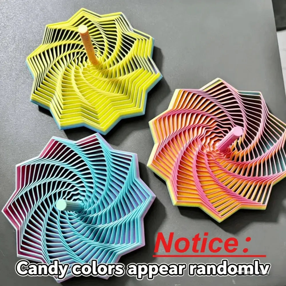 3D-printed sensory fidget star spirals set; hexagon whirling ornaments in candy colors (3-pack)