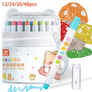 Simples Market 48-color water-soluble twistable crayon set in clear case with turquoise cap