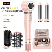 5-in-1 pink hot-air styling brush set with attachments and carrying case by Simples Market