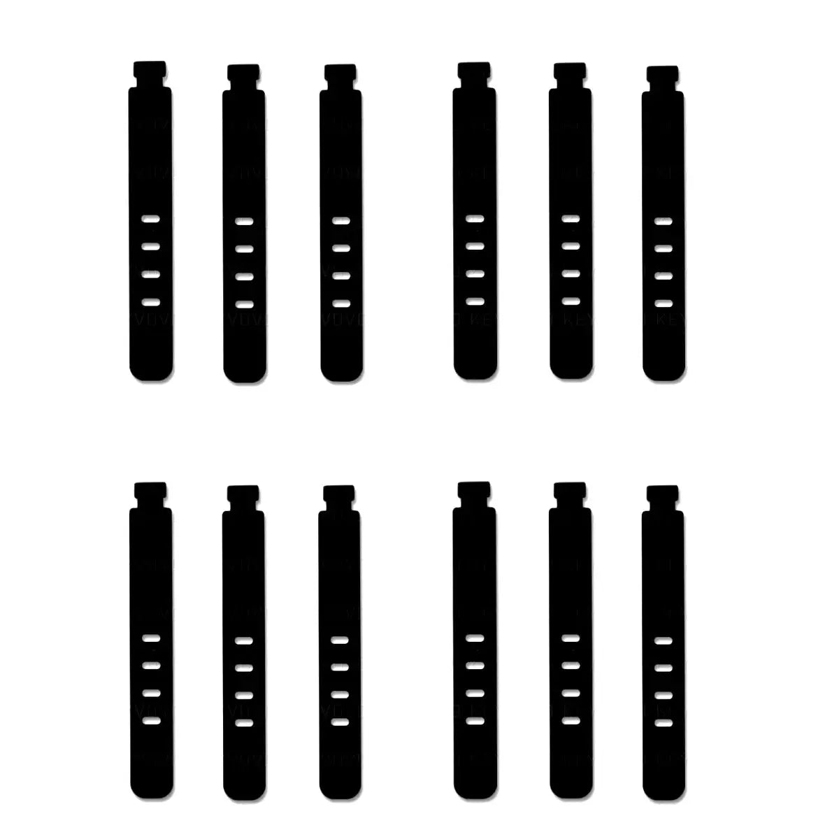 Cable tie wire organizer straps, 12-pack, black silicone reusable zip clips
