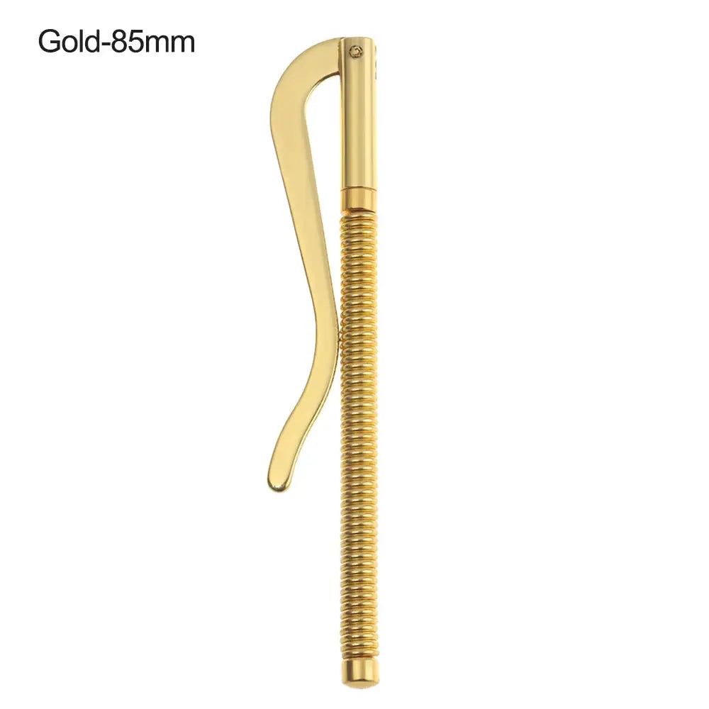 Gold 85mm metal money clip with coiled spring and curved lever