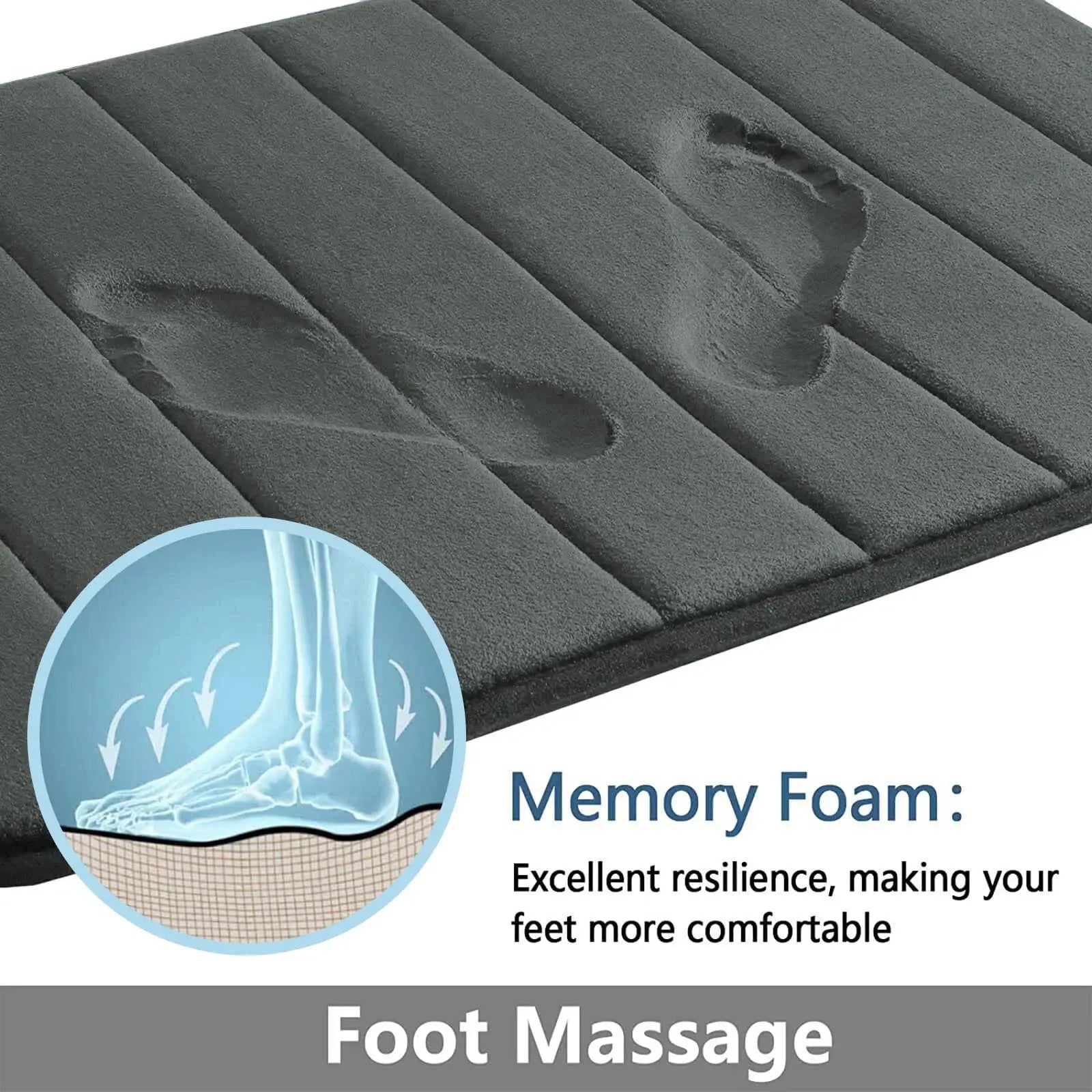 CloudLux Memory Foam Bath Mat Ultra Absorbent Three Layer Microfiber With Non Slip Backing Quick Drying