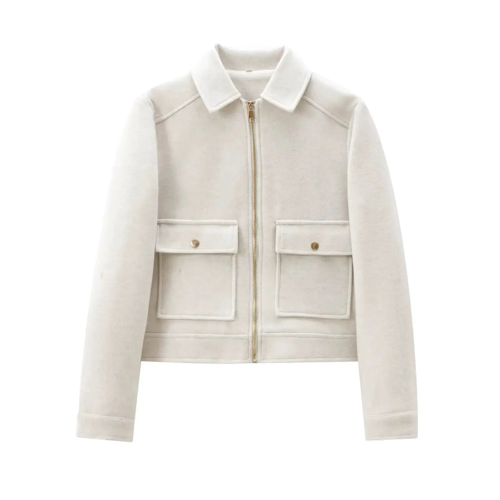 NovaWear Womens Zipper Jacket Coat With Turn Down Collar And Pockets For Elegant Streetwear Outerwear