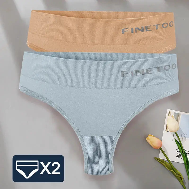 G-string panties 2-pack by FINETOO, beige and light blue, Simples Market
