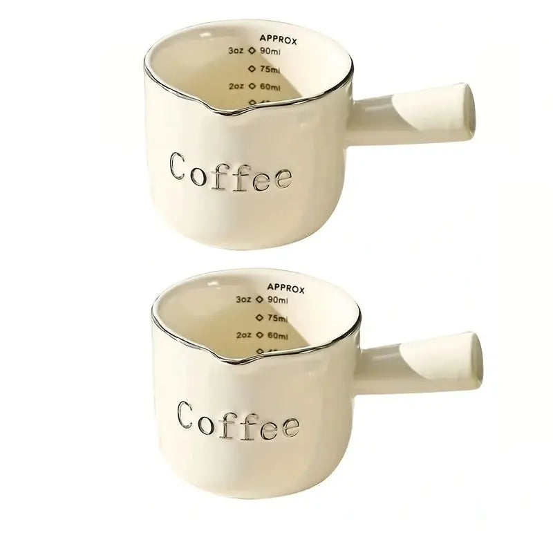 Kemorela 3oz 90ml Ceramic Measuring Cup Espresso Extraction Cup For Milk Frothing With Scale Kitchen Tools