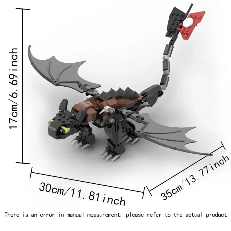 MOC Toothless Night Fury Dragon Building Blocks Set Movie Train Dragon Figure Bricks for Kids and Adult Hobbyists