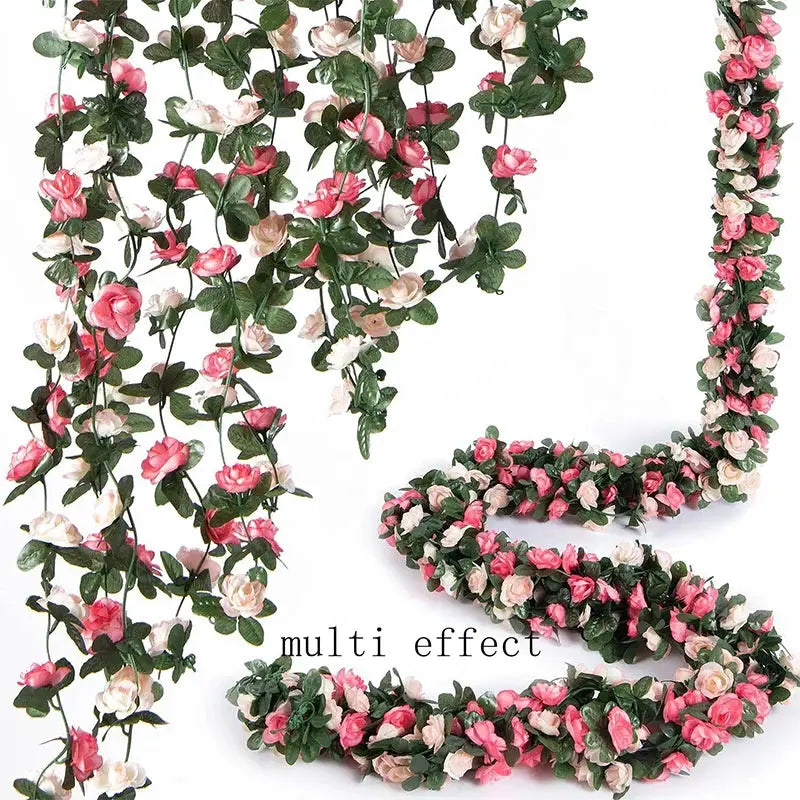 250CM Artificial Rose Flowers Vine For Wedding Decor Home Room Outdoor Garden Arch Rattan DIY