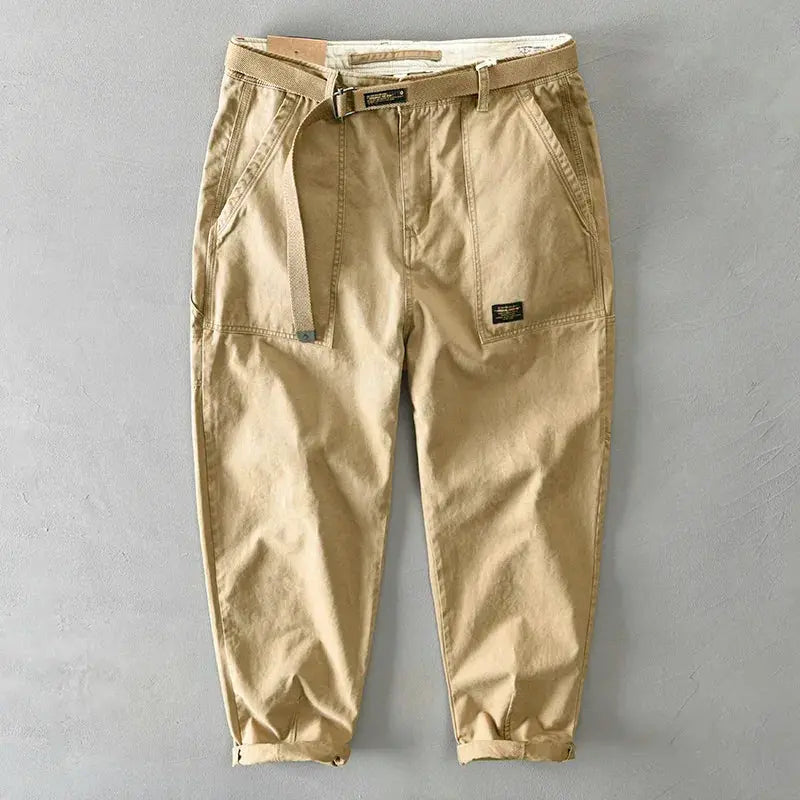 Men's cargo pants, khaki, Simples Market, loose fit with large pockets
