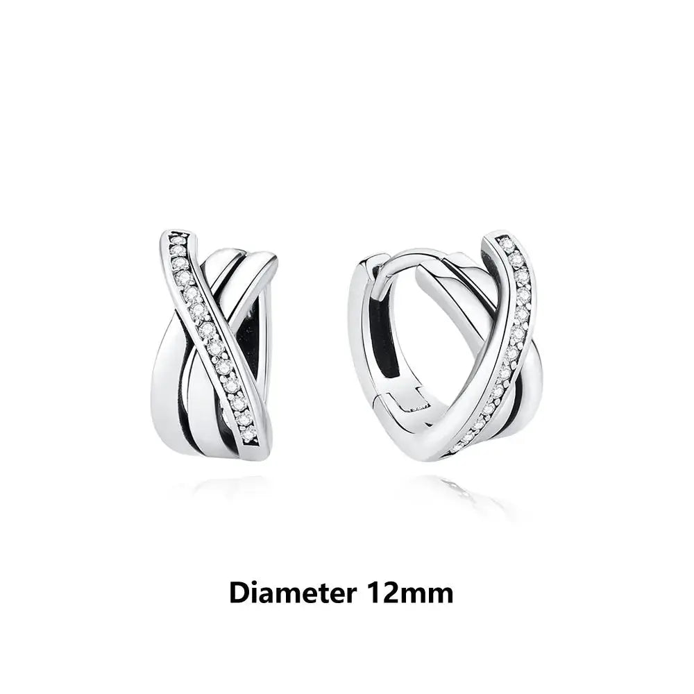 925 Sterling Silver Stud Hoop Earrings For Women Crystal Zircon Rose Gold Crown Heart Infinity Bee Design Jewelry