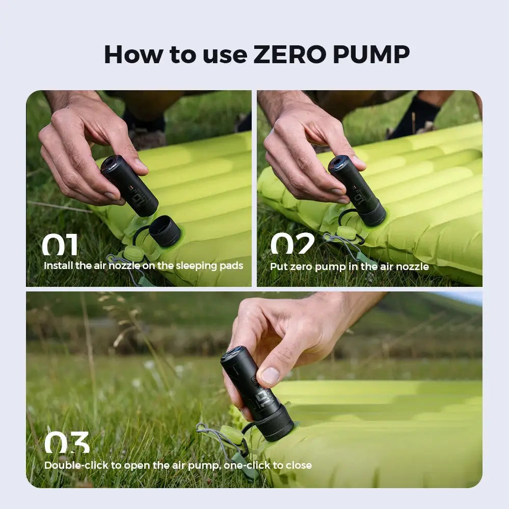FLEXTAIL ZERO PUMP portable black air inflator for sleeping pads from Simples Market, 30g with rechargeable battery included