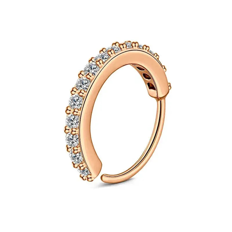 Cubic Zirconia Fake Nose Ring For Women Stainless Steel Round Cartilage Tragus Helix Ear Piercing Body Jewelry