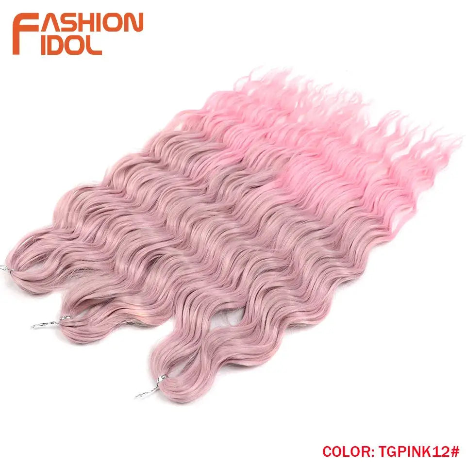 Anna Hair synthetic loose deep wave braiding extensions in pink ombre, 24in, Fashion Idol