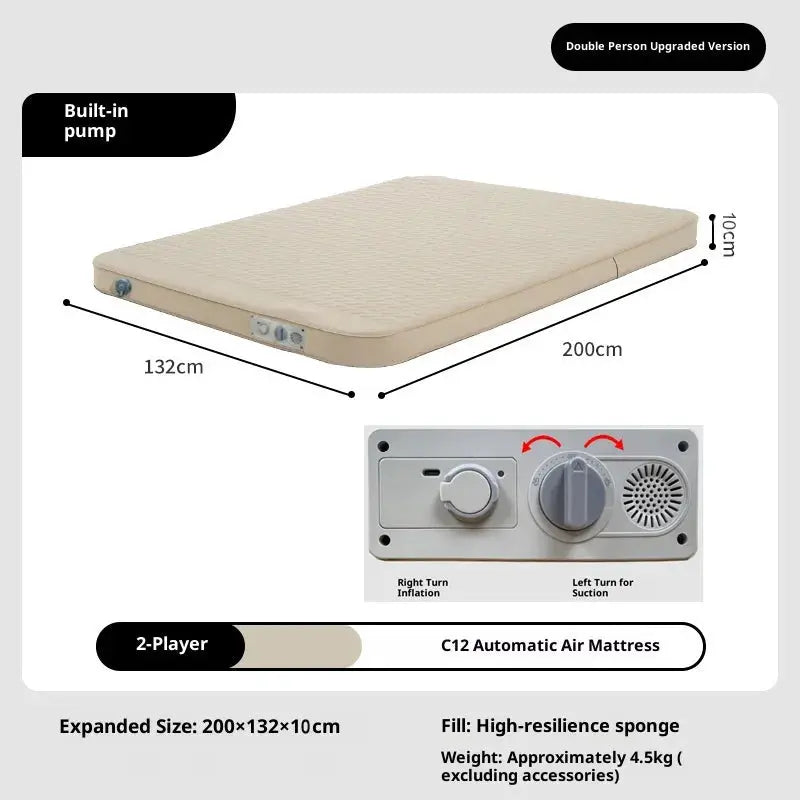 Lohascamping Double Self Inflating Mattress Thick 10cm Camping Sleeping Pad 1 To 2 People Compact Folding Air Mat