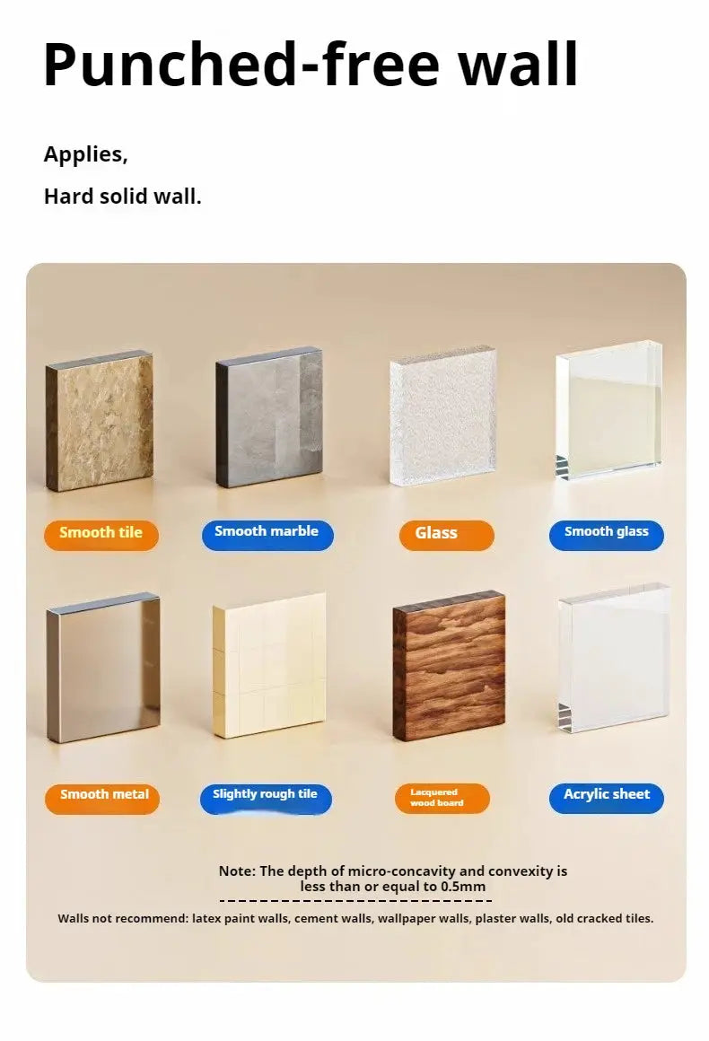 Tile sample display with eight assorted finishes on a neutral board
