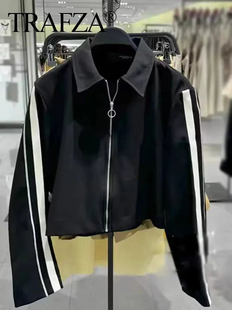2024 New Women Patchwork Black White Baggy Pants Short Jacket Set