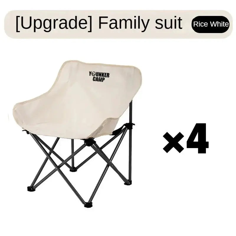 Moon chair outdoor folding camping chair in rice white by Simples Market, set of 4