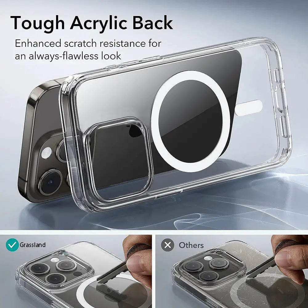 Clear MagSafe back case for iPhone with built-in wireless charging ring