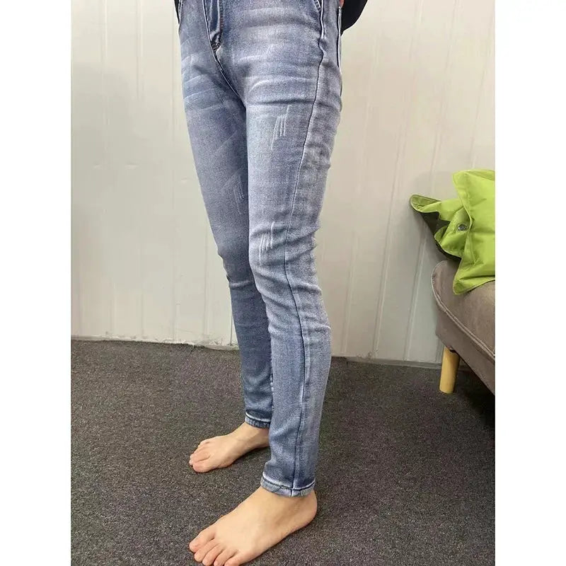 Women Thermal Skinny Jeans With Plush Lining Warm Winter Denim Pants