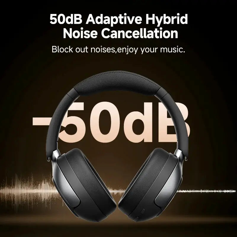 QCY H3 Pro ANC wireless headphones, black over-ear headset with 50dB adaptive noise cancellation