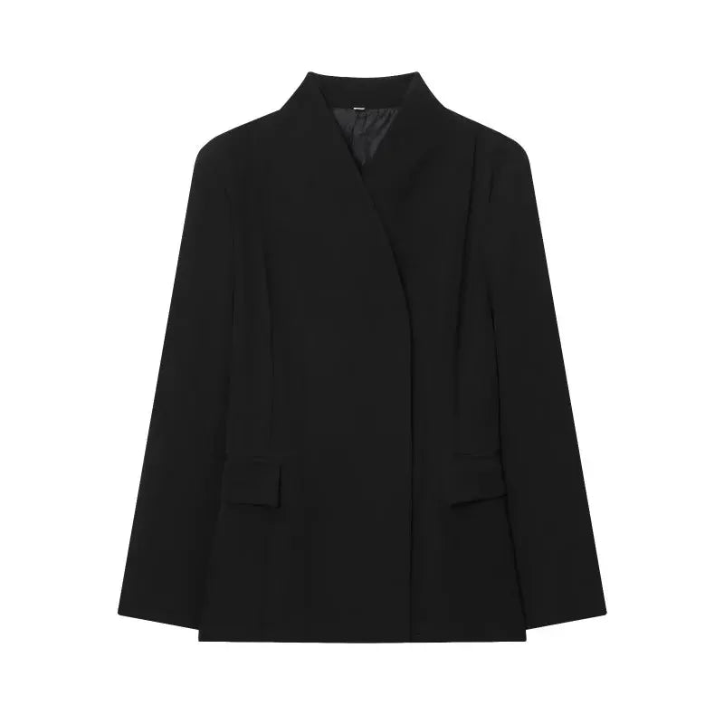 ETJ 2025 women's black high-collar slim suit jacket by Simples Market