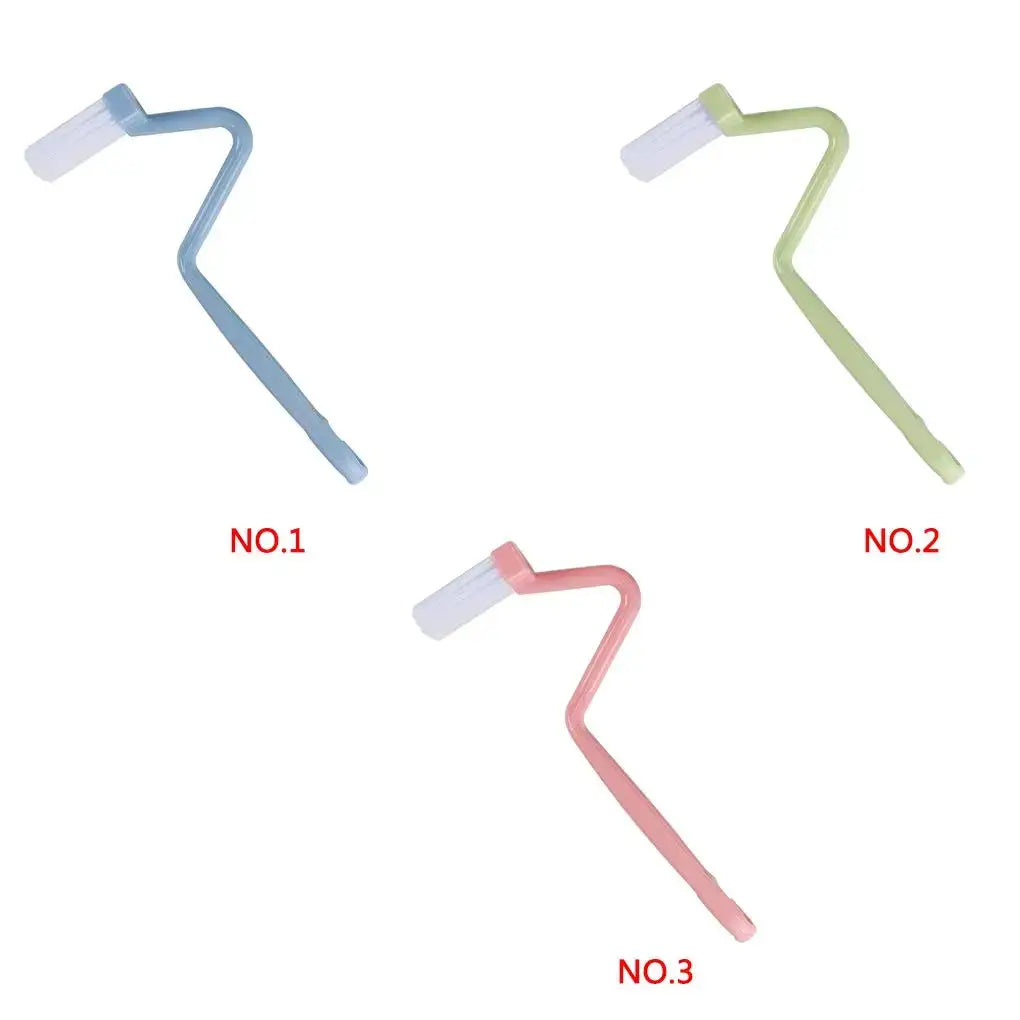 Toilet cleaning brush S-shaped WC scrubber with curved bend handle, 3-pack in blue, green, and pink by Simples Market