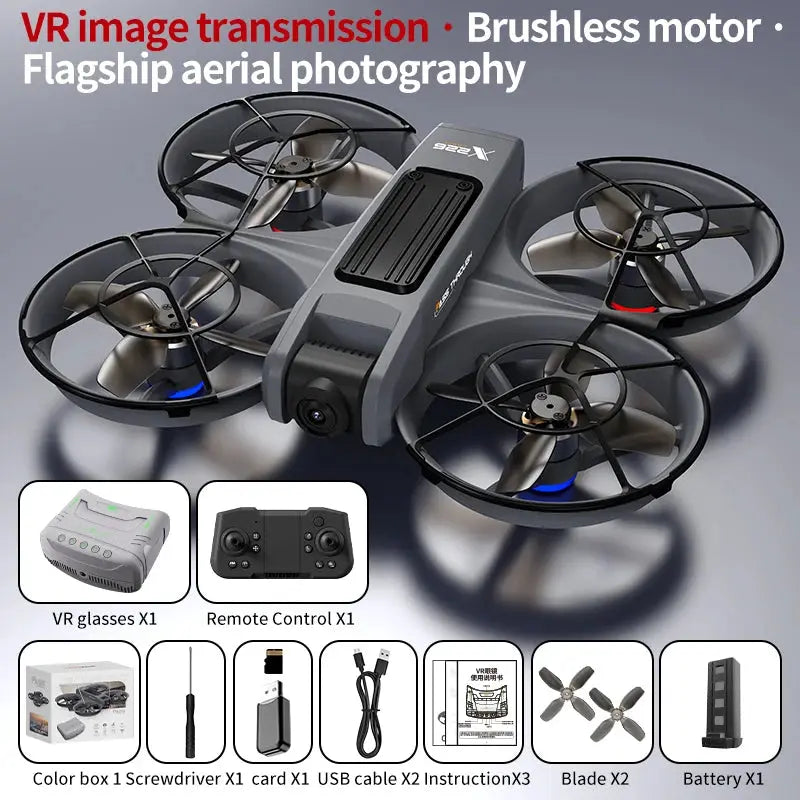 Simples Market quadcopter drone with brushless motors and VR transmission; includes VR glasses and remote control