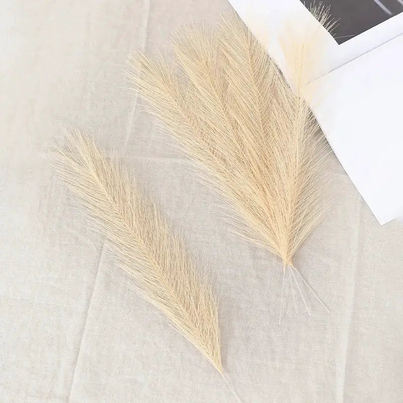 Simples Market artificial pampas grass stems, 2 beige fluffy plumes for boho table decor at parties and weddings