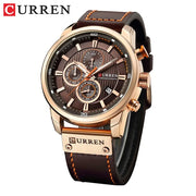 Curren Fashion Date Quartz Men Watch Luxury Chronograph Sport Wristwatch With Genuine Leather Band