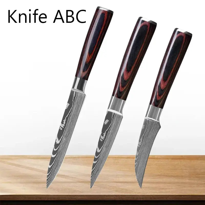 Professional Kitchen Knife Set 5Cr15Mov Stainless Steel Knives For Fruit Peeling Boning Paring Meat Cleaver