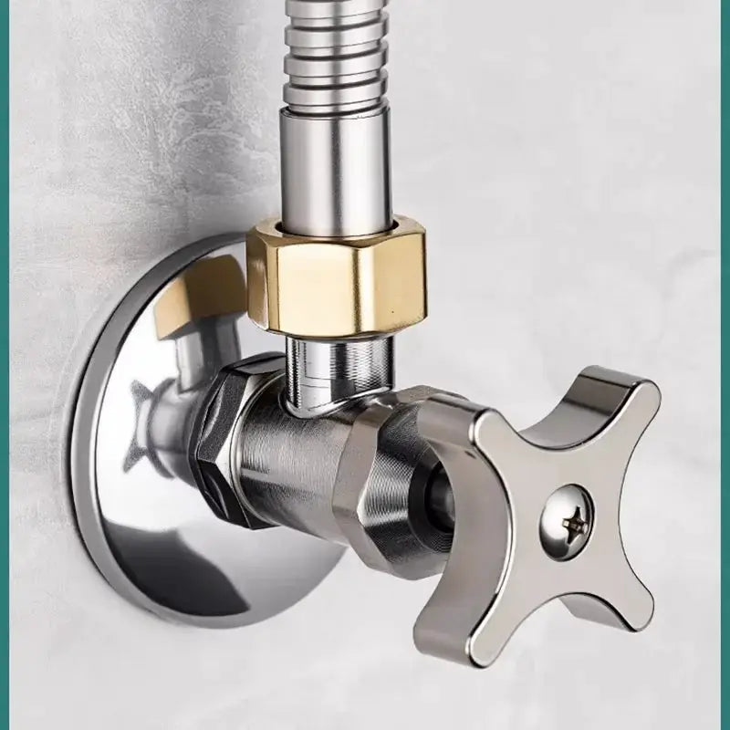 Stainless steel triangle valve faucet accessory by Simples Market with brass nut and chrome escutcheon