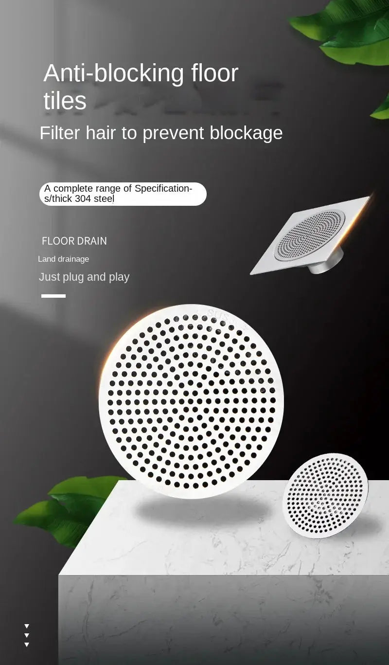 Drain hair catcher stopper set with two white perforated disc filters for kitchen sink and bathroom shower.