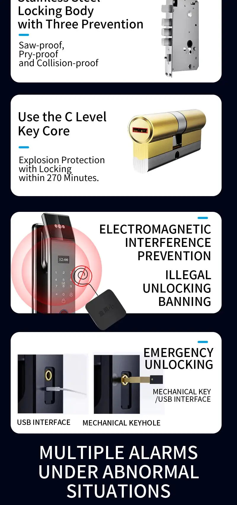 XSDTS WiFi Tuya smart door lock with camera and face recognition, video call intercom