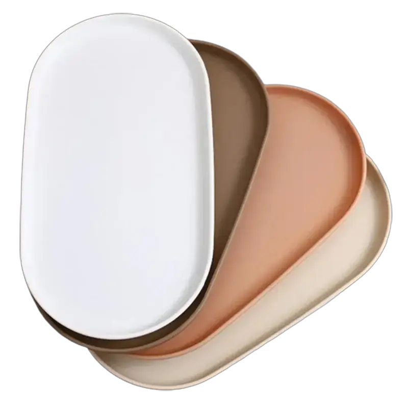 Stackable Oval Fruit Plate And Dessert Tray For Kitchen Reusable PP Serving Dish With Smooth Edge