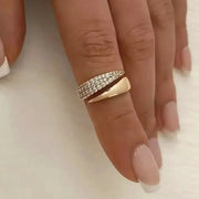 Gold Plated Sun Rings For Women Natural Stone Inlaid Hollow Metal Texture Trendy Jewelry Accessory