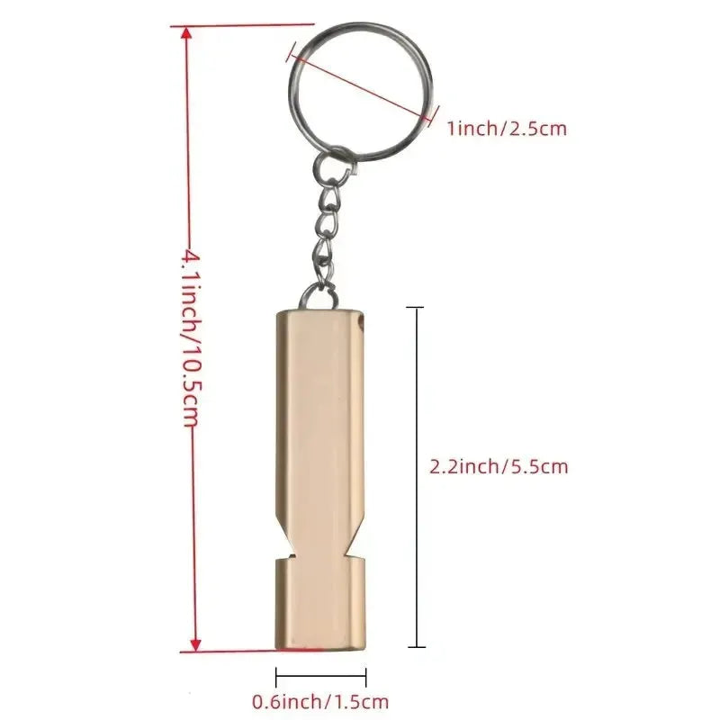 Flat Aluminum Alloy Dual Frequency Survival Whistle With Double Tube For Outdoor Emergency Signaling EDC Tool