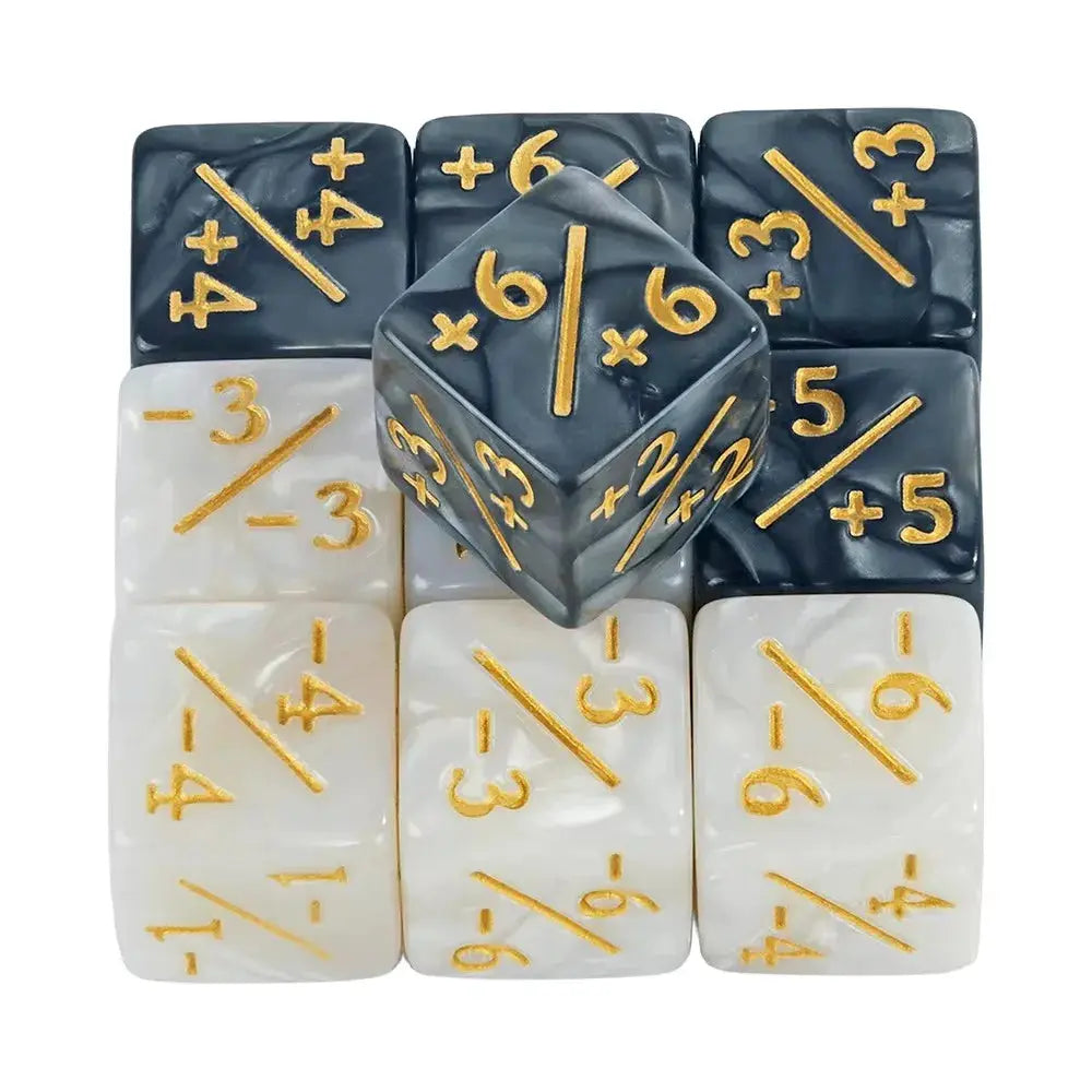 Ten Piece D6 Dice Counters Set With Plus One And Minus One Marks For Math Teaching And Card Game Accessories