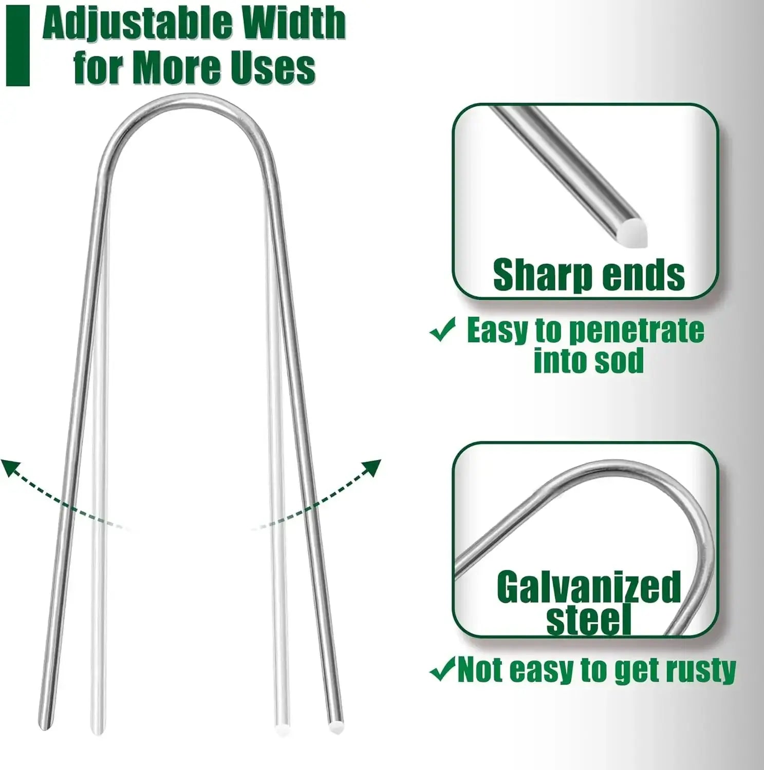 U Type Garden Staples Heavy Duty Fence Stakes Galvanized Lawn Pins Ground Nails For Landscaping