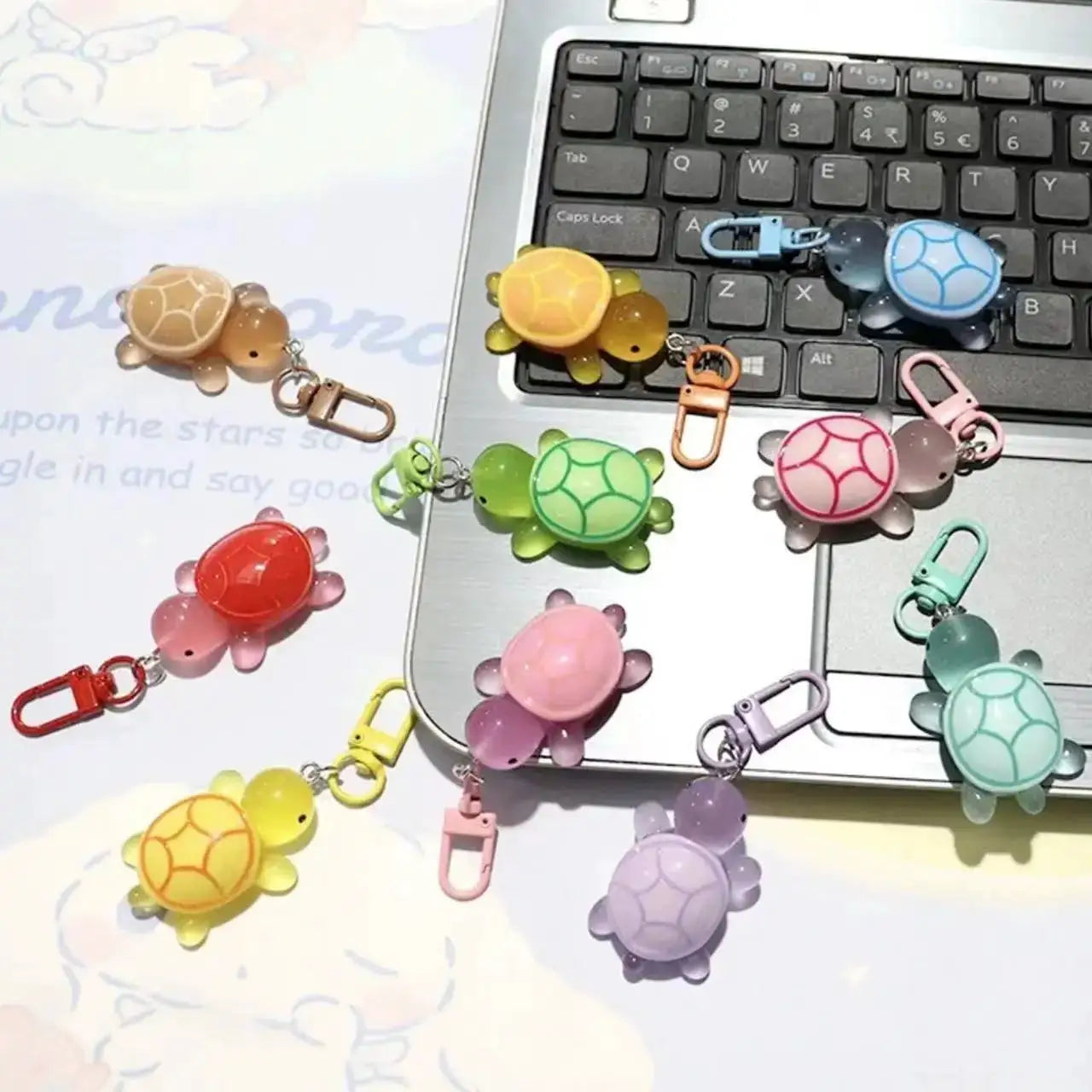Glow In The Dark Turtle Keychain For Women And Girls Backpack Pendant Colorful Tortoise Keyring Gift