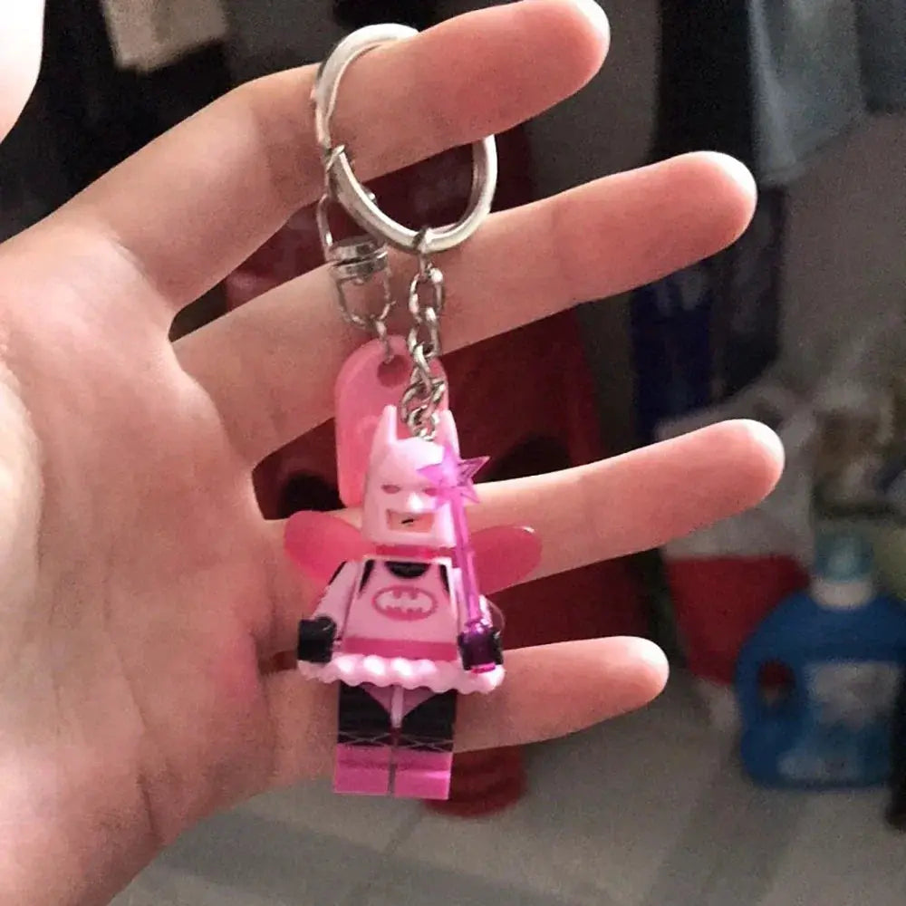 Handmade 3D Fairy Star Keychain Pink And Black Bat Heart Block Pendant For Backpacks Keys