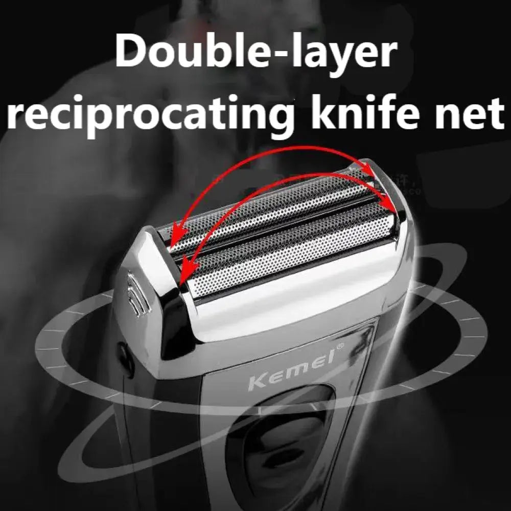 KM-9038 men's rechargeable foil shaver, double-layer mesh, Kemei