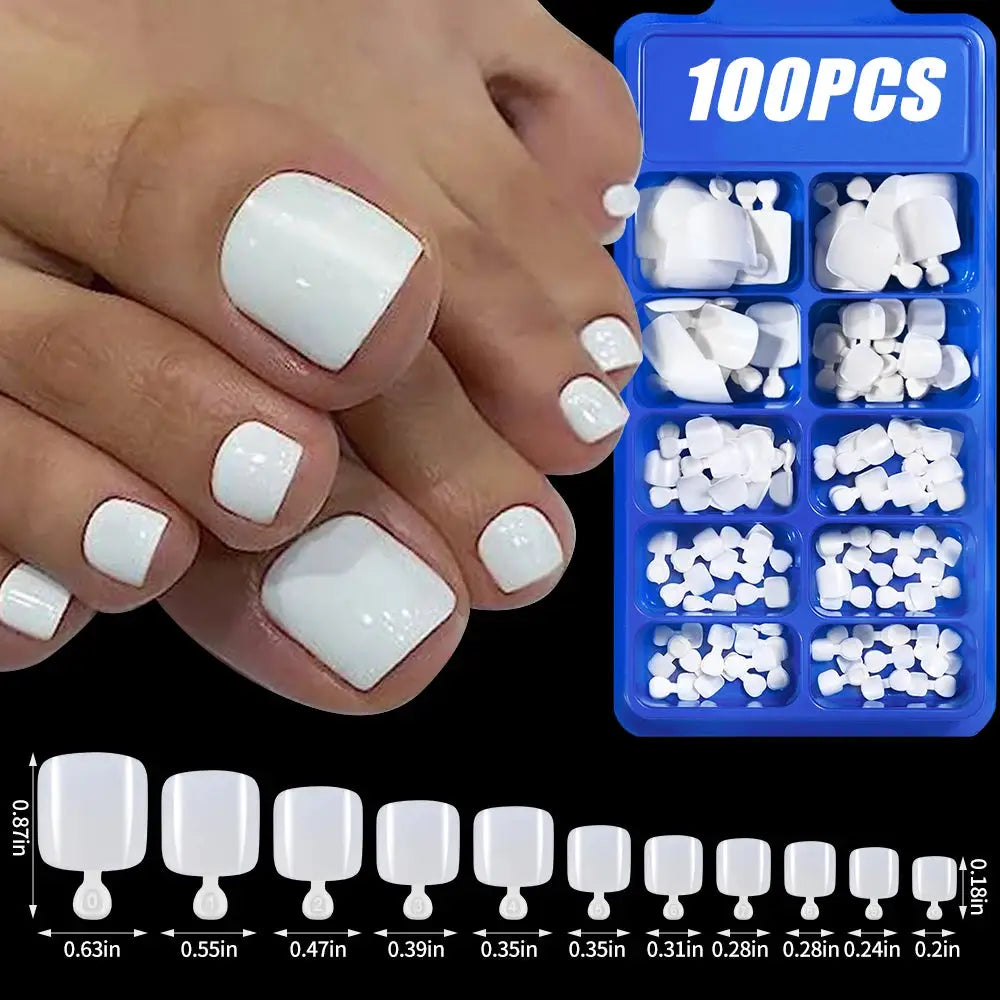 Nailuxe Light Pink Press On Nails Short To Medium Square Full Cover Tips 100 Piece Set For Hands And Feet