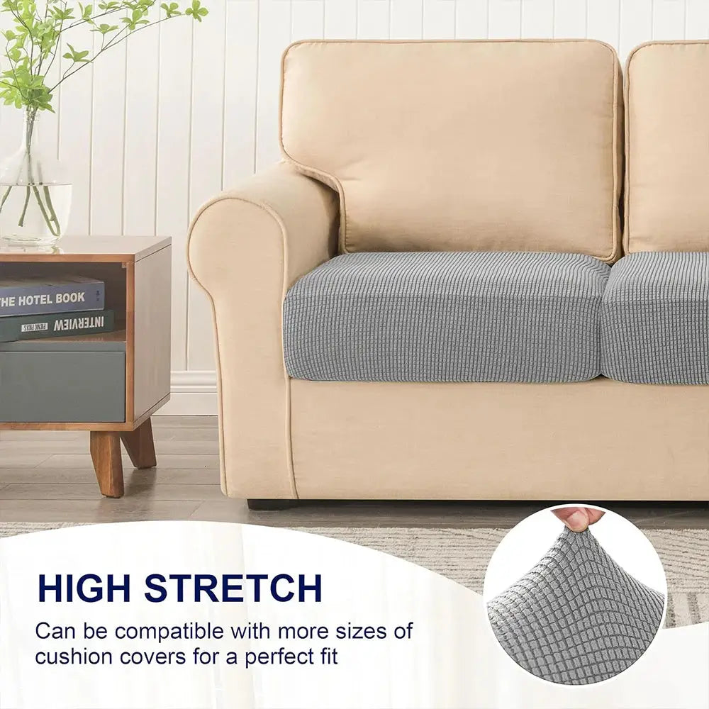 Jacquard Pure Sofa Covers by Simples Market; polar fleece, high-stretch gray cushion covers for sofas