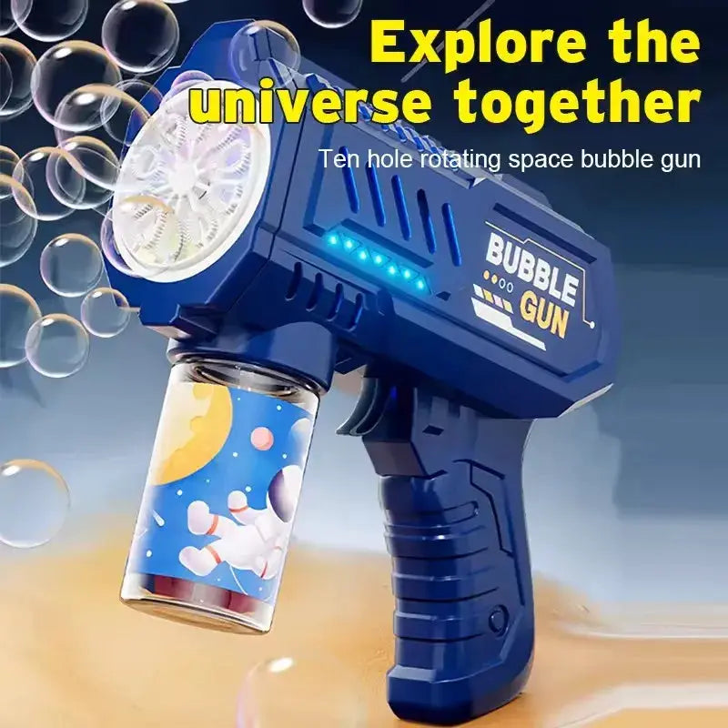 Fully Automatic Bubble Gun Rocket Blower for Kids with Bubble Liquid Endless Outdoor Bubbles Toy Gift