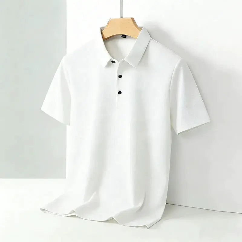 Men's polo shirt, white, with classic collar and short sleeves