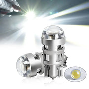 2-pack Ultra Bright T10 W5W LED signal lamp bulbs with silver metal housing and clear lens, white light