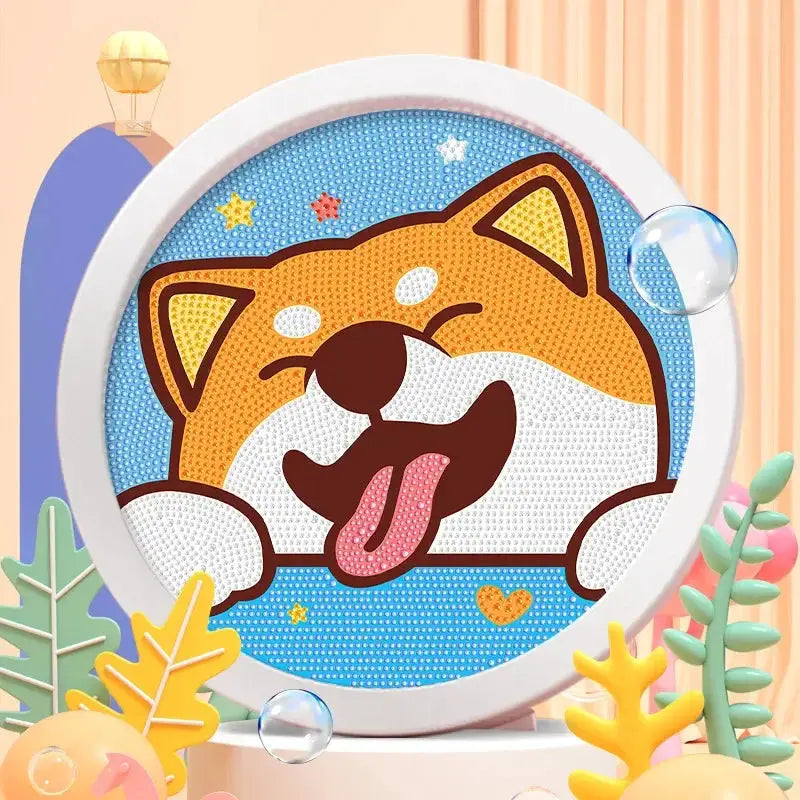 Round Frame Unicorn Diamond Painting Kit For Kids And Teens With Kitten Dinosaurs And Tigers Creative Diamond Art