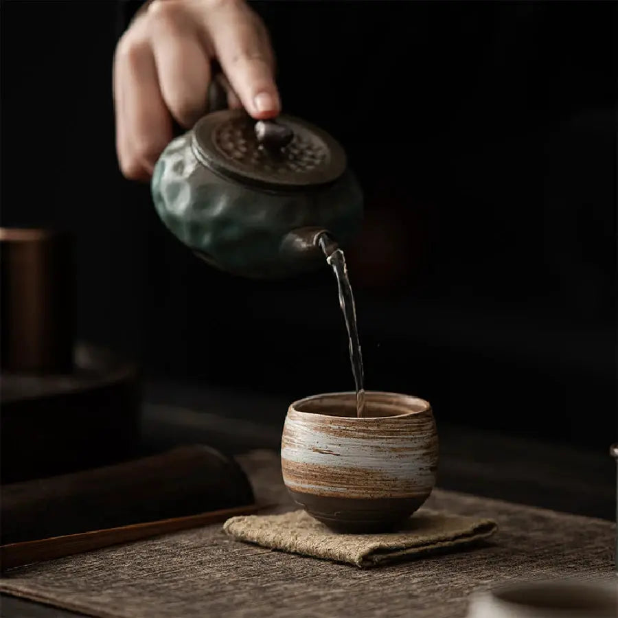 ZenStone Japanese Style Handmade Stoneware Tea Cup 80ml Ideal For Kung Fu Tea Ceremonies